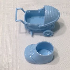 Bag of Plastic Baby Booties & Stroller Decor